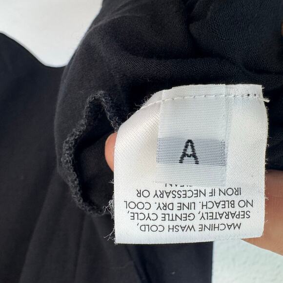 Eileen Fisher Tunic Top 3/4 Sleeve Round Neck Pullover Black Stretch Size Medium - Picture 6 of 7